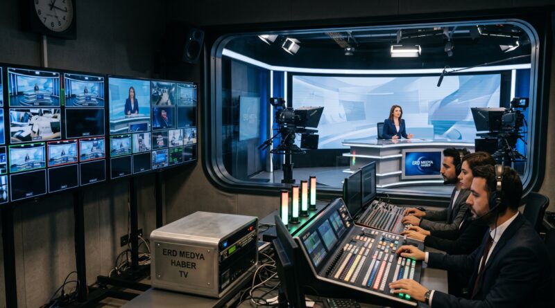 Erd Medya Grubu profesyonel televizyon haber stüdyosu ve reji kumanda masası
